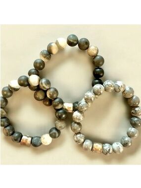 Set of 3 Stretchy Stone Beaded Bracelets - NEW